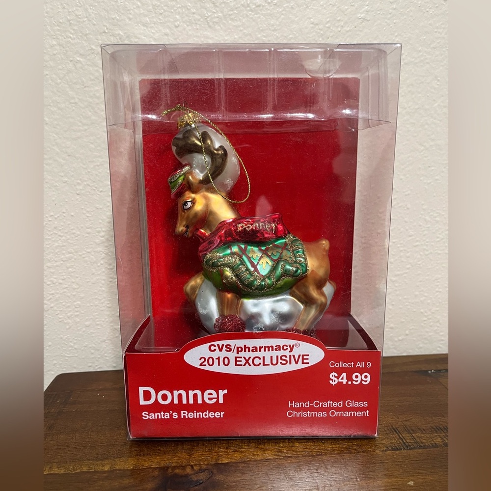 CVS 2010 Donner Reindeer Glass Ornament